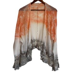 SUNDANCE Open Front Lace Cardigan Sweater Ombre Tie Dye Woman’s Size Small